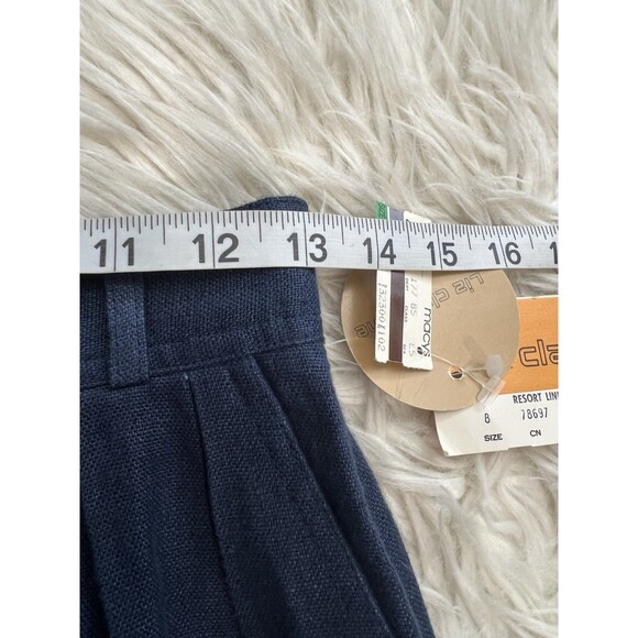 NWT Vtg Liz Claiborne LizSport Linen Navy Pants Womens 8 Pleated Tapered Cuffed - Picture 8 of 11